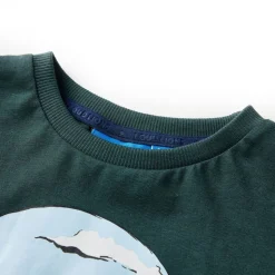 Langærmet T-shirt til børn str. 92 mørkegrøn