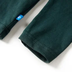 Langærmet T-shirt til børn str. 92 mørkegrøn