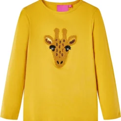 Langærmet T-shirt til børn str. 104 okkergul