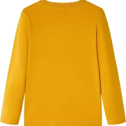 Langærmet T-shirt til børn str. 104 okkergul