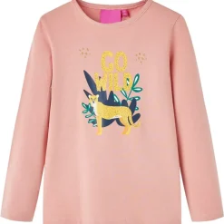 Langærmet T-shirt til børn str. 128 lyserød