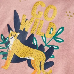Langærmet T-shirt til børn str. 128 lyserød