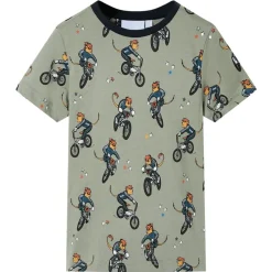 Pyjamas til børn str. 92 korte ærmer lys kakifarve