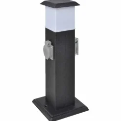 Sort kontaktsokkel med lampe til haven