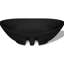 Sort Luksus Keramisk Basin Oval med overløb 59 x 38,5 cm