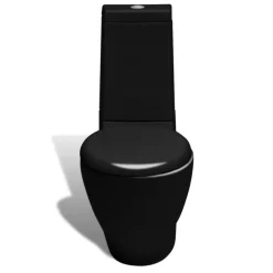 Stående toilet og bidet sæt, sort, keramisk