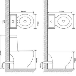 Stående toilet og bidet sæt, sort, keramisk