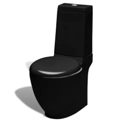 Stående toilet og bidet sæt, sort, keramisk