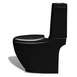 Stående toilet og bidet sæt, sort, keramisk