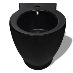 Stående toilet og bidet sæt, sort, keramisk