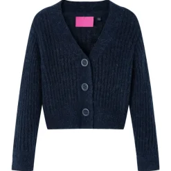 Strikket cardigan til børn str. 104 marineblå