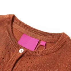 Strikket cardigan til børn str. 92 cognacfarvet