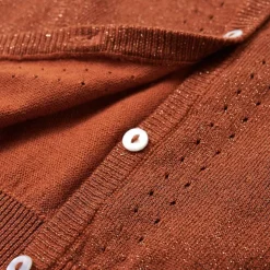 Strikket cardigan til børn str. 92 cognacfarvet