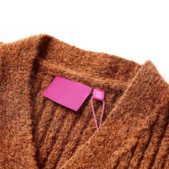 Strikket cardigan til børn str. 92 cognacfarvet