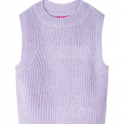 Strikket vest til børn str. 92 strikket lyslilla