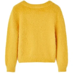 Sweater til børn str. 92 strikket okkergul