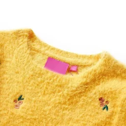 Sweater til børn str. 92 strikket okkergul