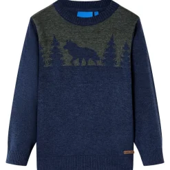 Sweater til børn str. 92 strikket marineblå