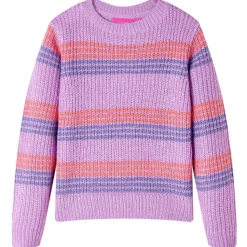 Sweater til børn str. 92 strikket lilla og lyserød