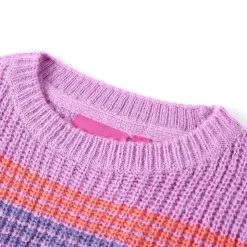 Sweater til børn str. 92 strikket lilla og lyserød