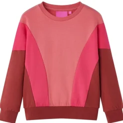Sweatshirt til børn str. 92 farveblok lyserød og henna