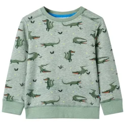 Sweatshirt til børn str. 92 hundeprint lys kakimeleret