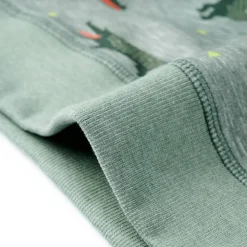 Sweatshirt til børn str. 92 hundeprint lys kakimeleret