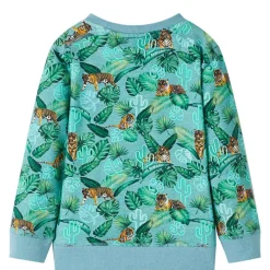 Sweatshirt til børn str. 92 hundeprint lys grønmeleret