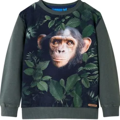 Sweatshirt til børn str. 104 mørk kakifarve