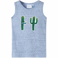 Tanktop til børn str. 104 blåmeleret