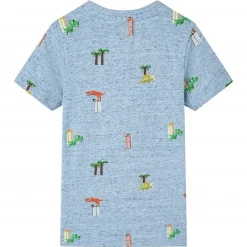 T-shirt til børn str. 104 blåmeleret