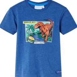 T-shirt til børn str. 116 blåmeleret