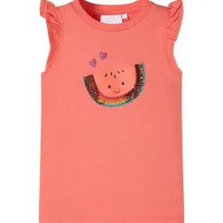 T-shirt til børn str. 116 flæser koralfarvet