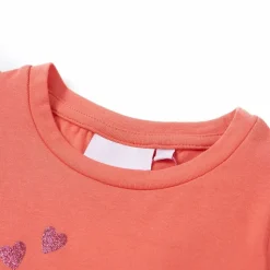 T-shirt til børn str. 116 flæser koralfarvet