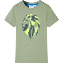 T-shirt til børn str. 116 kakifarvet