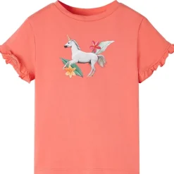 T-shirt til børn str. 104 koralfarvet