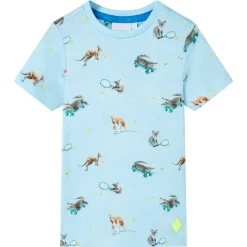 T-shirt til børn str. 116 lys blåmeleret