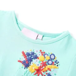 T-shirt til børn str. 128 lys mintgrøn