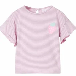 T-shirt til børn str. 104 med flæser lilla