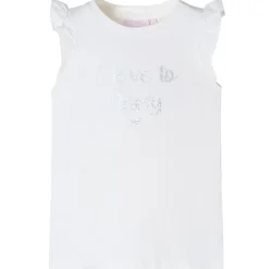 T-shirt til børn str. 104 med flæser hvid