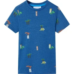T-shirt til børn str. 104 mørk blåmeleret