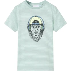 T-shirt til børn str. 104 striber lys mintgrøn