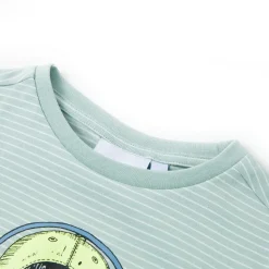 T-shirt til børn str. 104 striber lys mintgrøn