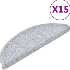 vidaXL 15 stk. trappemåtter 56 x 17 x 3 cm lysegrå