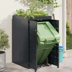 vidaXL Affaldsbeholder opbevaring med plantekasse tag til enkelt 240L beholder