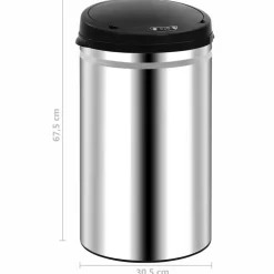 vidaXL affaldsspand med sensor 40 l rustfrit stål