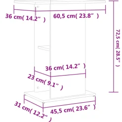 vidaXL akvariebord 60,5x36x72,5 cm konstrueret træ røget egetræsfarve