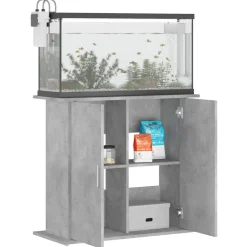 vidaXL akvariestativ betongrå 81x36x73 cm konstrueret træ