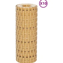 vidaXL altanafskærmninger 10 stk. 255x19 cm polyrattan lysebrun
