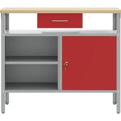 vidaXL Arbejdsbænk Rød og Grå 100 x 55 x 85 cm Ingeniørtræ og stål